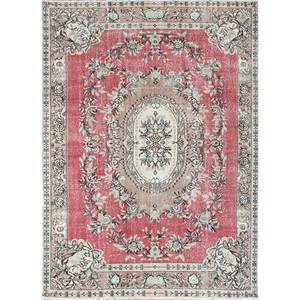 Alfombra de Lana Anudada a Mano de Gran Tamaño, Diseño de Medallón Rojo y Naranja, para Sala de Estar, Pasillo Rectangular, Modelo Pae-2205 - Product Image 1