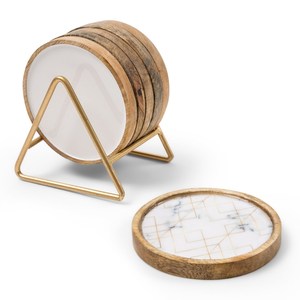Posavasos de madera de mango hechos a mano de diseño creativo con el mejor posavasos de utensilios de cocina impresos con esmalte para vajilla y uso de mesa - Product Image 2