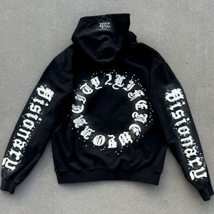 Sudadera con capucha de lana pesada de gran tamaño para hombre con bordado desgastado de estilo Vintage, ropa de calle personalizada, se desvanece el sol para el invierno - Product Image 4