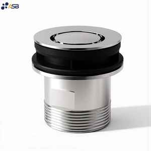 Accesorio de baño de latón certificado, tapón de <span class=keywords><strong>lavabo</strong></span> y operación de empuje hacia abajo de residuos, chapado en PVD <span class=keywords><strong>cromado</strong></span>, 32mm/40mm - Product Image 1