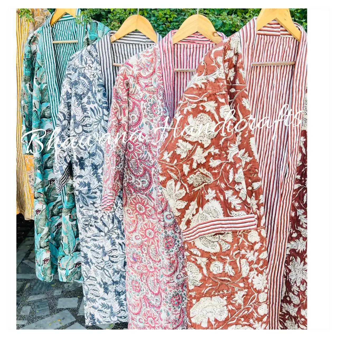 5 pezzi kimono in cotone cotone stampa a blocchi abbigliamento Festival abiti da donna orientali