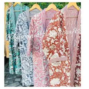5 pièces coton kimono coton bloc imprimé Festival vêtements robes orientales pour femmes