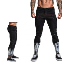 Jeans ajustados para hombre, proveedor OEM ODM, vaqueros elásticos rasgados, estilo urbano, hip hop, ecológicos, con remaches, para fiesta, color liso