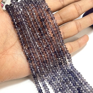 Perles naturelles en forme de rondelle à facettes en iolite, perles de pierres précieuses 5.5-6.5MM, magasin de perles en gros pour la fabrication de bijoux - Product Image 2