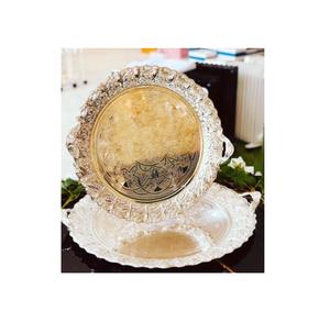 Élégance Designer Plateau Argenterie Ronde Avec Poignées Pour La Maison Hôtel Table Décoratif Plateau De Service Alimentaire Au Prix Le Plus Bas - Product Image 1