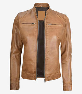 High Quality Custom Women's Real Leather <b>Racer</b> <b>Jacket</b> Pakistan Made Unisex Embroidery Waterproof Eco-Friendly - Product Image 3