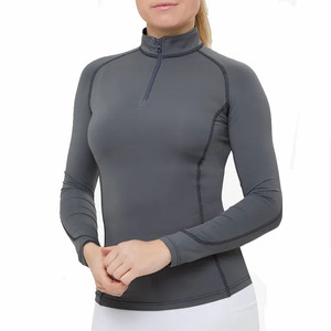 Horse Riding Clothing Female Outdoor <b>Long</b> <b>Sleeve</b> Zip Up <b>Base</b> <b>Layer</b> Equestrian Apparel Lace Riding Show Shirt - Product Image 4