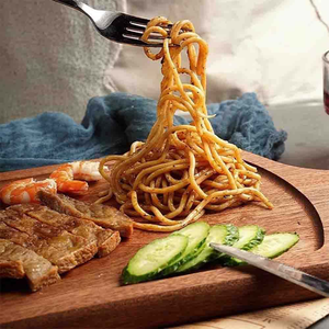 ถาดพิซซ่าไม้ ถาดเสิร์ฟ ถาดอาหาร จานกลม เขียงไม้ ถาดขนมปัง ถาดชีส จานสเต็กไม้เนื้อแข็ง - Product Image 5