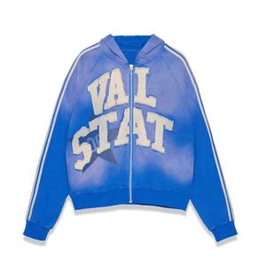 Dernier modèle de pull vintage 100% coton à capuche avec patch de broderie en détresse Sweats à capuche surdimensionnés avec patchs en détresse - Product Image 1