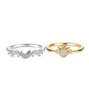 แหวนหมั้นเงินแท้ลายพระอาทิตย์และพระจันทร์ Jeulia Celestial Sun and Moon - Product Image 3
