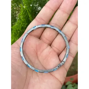 925 <b>Silver</b> Blue Topaz Fine <b>Bangle</b> <b>Bracelet</b> - Product Image 4