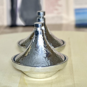 Mini Tajín Marroquí Hecho a Mano de Aluminio Plateado con Tapa, Juego de Utensilios de Cocina Tradicionales, Certificado EEC, OEM Disponible - Product Image 1