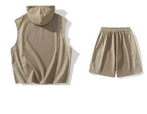 Ensemble de gymnastique d'entraînement vintage pour hommes confortable 100% coton débardeurs à capuche Shorts chemises musculaires décontractées musculation impression d'été - Product Image 4