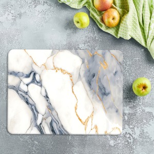 Tabla de cortar de mármol azul blanco de lujo con bandeja de corte elegante de trabajo de resina dorada para servir preparación de alimentos y uso de regalos - Product Image 5