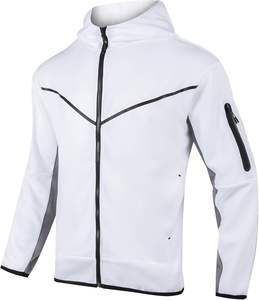 Chándales blancos/gris ceniza para hombre, chándal para hombre, chándal con capucha, chándal de manga larga con cremallera completa, pantalones de chándal para correr, 2 piezas - Product Image 4