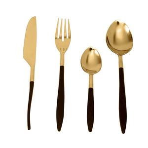 Juego de Cubiertos de acero inoxidable pulido en oro con mango negro para uso doméstico y hotel de nuevo diseño de la mejor calidad - Product Image 1