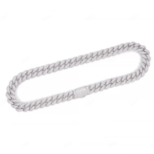 Cadena de eslabones cubanos de Plata de Ley 925 a la moda estilo Hip-Hop de 22 pulgadas 14MM de ancho Moissanite 100% Ice Out Diamond para fiestas de hombres - Product Image 3