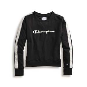Felpa Crop in Seta Anti-Pilling Nera Taglia Large da Donna For Champion Heritage Fleece Crew - Product Image 1