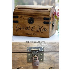 Caja de tarjeta de invitación y regalo de boda hecha de acrílico de la mejor calidad con cerradura chapada en oro y suministros de accesorios de boda con llave - Product Image 3