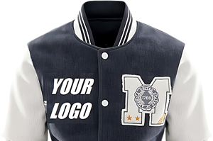 Chaqueta Universitaria Personalizada para Hombre, Estilo Varsity, Mangas de Lona de Poliéster/Algodón, Puños Acanalados, Cierre de Broches, Bordado, Estilo Urbano, Invierno - Product Image 2