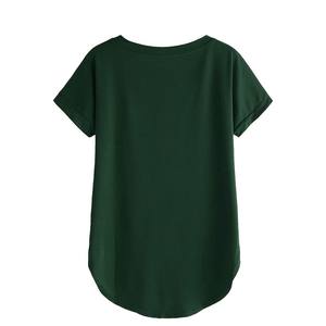 T-shirts pour femmes avec logo Broderie imprimée au design personnalisé Chemise à col large en coton mélangé respirant de bonne qualité - Product Image 4