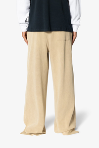 Pantalones de lana para hombre, lavado ácido, corte recto, pierna ancha, cintura elástica con cordón, joggers casuales de otoño con estampado de logo, color beige - Product Image 6