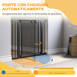 PawHut Noir 75-103x76 cm Acier et ABS Push-Pull Dog Gate avec Fermeture Automatique pour Babyproofing - Product Image 5