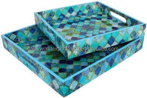 Customizable Natural Round <b>Wood</b> Serving <b>Tray</b> With Handles Fot Dining-<b>table</b> From Falak World Export - Product Image 6