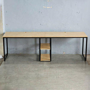 BD68063 240x60x75cm Two-Person Minimalist Modern Office <b>Desk</b> with <b>Shelf</b> Traditional Melamine Wood Style Work <b>Desks</b> - Product Image 3