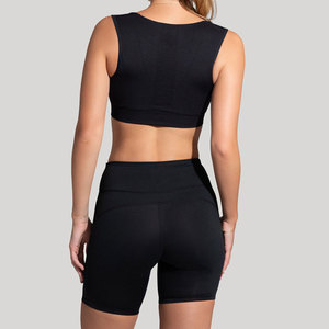 Pantalones cortos de compresión de fitness atléticos personalizados para mujer, equipo de gimnasio de LICRA, cierre de cintura elástica, patrón sólido, fondos activos para - Product Image 4