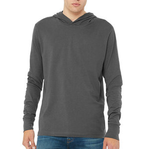 Camiseta de manga larga con capucha personalizada para hombre, sudadera gris - Product Image 1