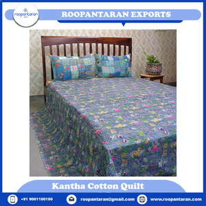 Último Diseño Directo de Fábrica, Kantha Indio de Algodón Estampado a Mano, Tamaño Queen, en Venta al Precio Más Bajo - Product Image 6