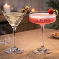 Ensemble de verres classiques gravés de motifs floraux, coffret cadeau Martini et Coupe pour bar, restaurant, vente en gros