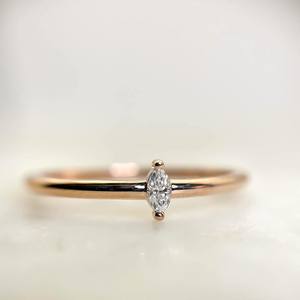 Bague de fiançailles 8x4mm Marquise Cut White CZ | Bande solitaire délicate | Bijoux de mariage minimalistes en argent 925 - Product Image 4