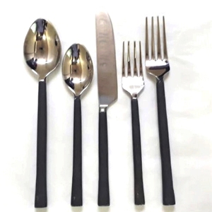 Couverts en acier inoxydable faits à la main en gros finition argentée avec poignée brute ensemble de couverts d'événements de mariage en métal - Product Image 5