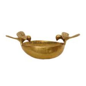 Ensemble de 3 feuilles Designer Bordures de haute qualité plaqué or de qualité supérieure en métal fait centre de table décoratif Urli d'Inde - Product Image 2