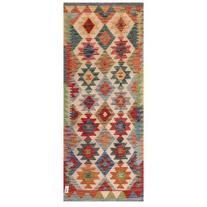 Alfombra Kilim de Maimana, Afganistán, 196 x 81 cm, Alfombras y Juegos de Alfombras - Product Image 1