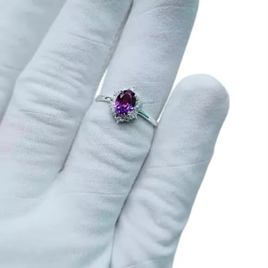 Anillo de mujer Amatista natural y piedras preciosas CZ Piedra NATAL DE FEBRERO Navidad Minimalista Joyería hecha a mano Anillo de plata esterlina 925 - Product Image 1