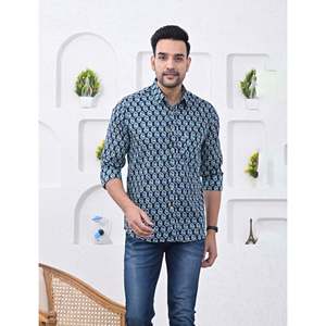 Chemise décontractée pour homme en coton imprimé à manches longues, respirante, en popeline et tissu Oxford, motifs floraux et à pois, design ODM tendance - Product Image 1