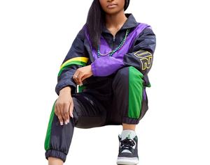 <b>Women</b> Nylon Tracksuit Two Piece Set High Waist Windbreaker Jogger <b>Pants</b> Long Sleeve High Waist <b>Sweat</b> Suit - Product Image 4
