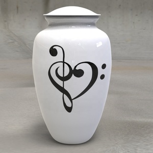 Urna de cremación con hendidura de música de ébano y marfil para adultos de aluminio para cenizas humanas bolsa de terciopelo libre L MAX B EXPORTS - Product Image 1