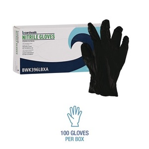 Gants en nitrile jetables sans poudre Boardwalk 4,4 mil, usage général, grande taille, noir (1000/carton) - Product Image 5