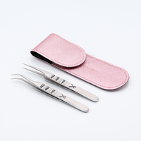 Ensemble de pinces à cils en acier inoxydable de précision, durables, avec pointe lisse, design droit et incurvé, longueur 10 mm, pour extension de cils