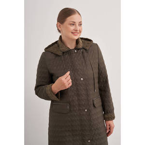 Veste d'hiver longue matelassée kaki coupe-vent - Product Image 2
