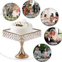 Ensemble de 3 pièces de présentoir à gâteaux en forme carrée avec miroir décoratif en perles dorées brillantes, pour servir et présenter des cupcakes
