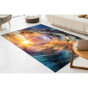 Alfombra con Forma de Cresta de Ola con Luz de Atardecer, Alfombras con Paisaje de Crestas, Alfombra Suave con Pelo - Product Image 3