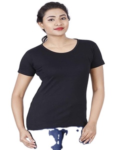 Camisetas informales de algodón/poliéster con cuello redondo para mujer, ropa de moda de alta calidad, impresión personalizada, camisa bordada con logotipo, venta al por mayor, verano, 100% - Product Image 1
