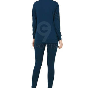 Survêtement pour femme de qualité supérieure 100% coton deux pièces avec manches longues motif solide Style décontracté tissu à tricoter - Product Image 6