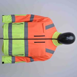 เสื้อกั๊กนิรภัยสะท้อนแสงสีส้ม-เขียวสะท้อนแสง สำหรับคนงานก่อสร้าง แบบซิปเต็มตัว มาตรฐาน ANSI - Product Image 2