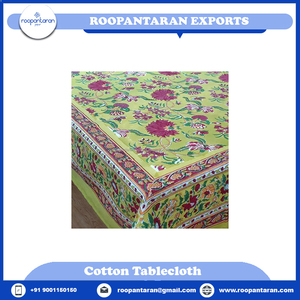 <span class=keywords><strong>Tovaglia</strong></span> in <span class=keywords><strong>Cotone</strong></span> 100% Stampata a Mano con Motivi Floreali Rossi, Qualità Professionale, Prodotta in India, 150x220cm - Product Image 4
